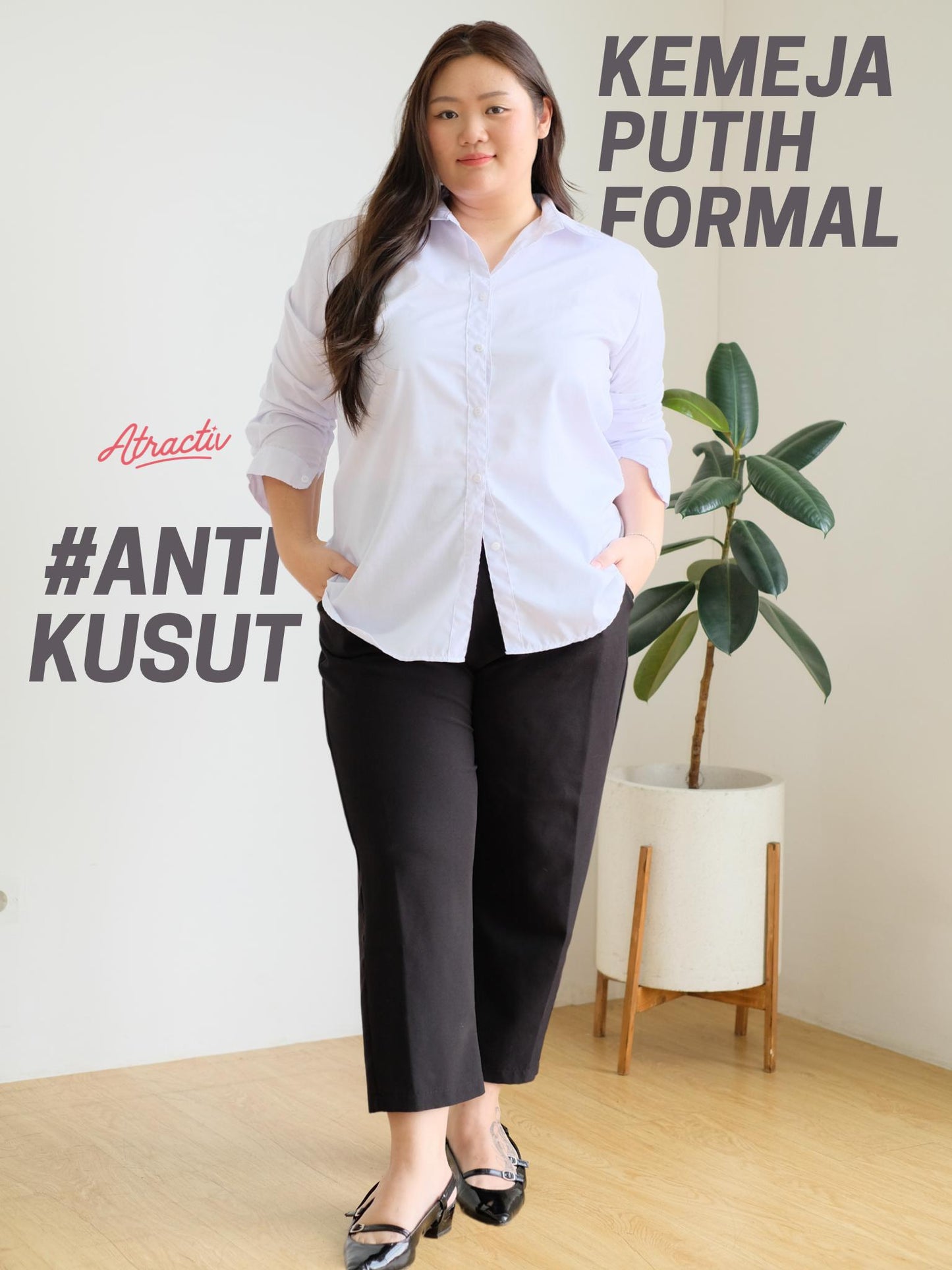 Kemeja Lengan Panjang Anti Lecek ATRACTIV (Putih)