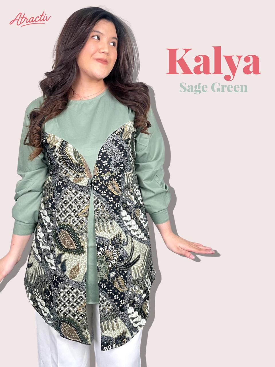 Batik Lengan Panjang Kalya Sage ATRACTIV - Atractiv Big Size Label