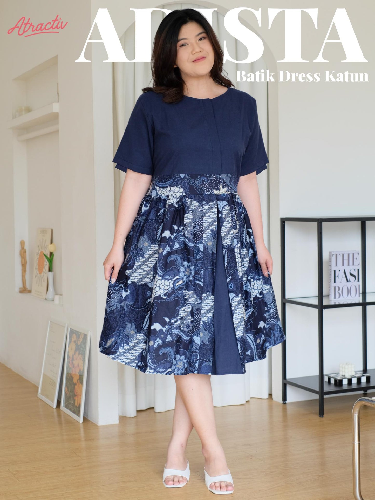 Dress Batik- Midi Adista Sena ATRACTIV - Atractiv Big Size Label