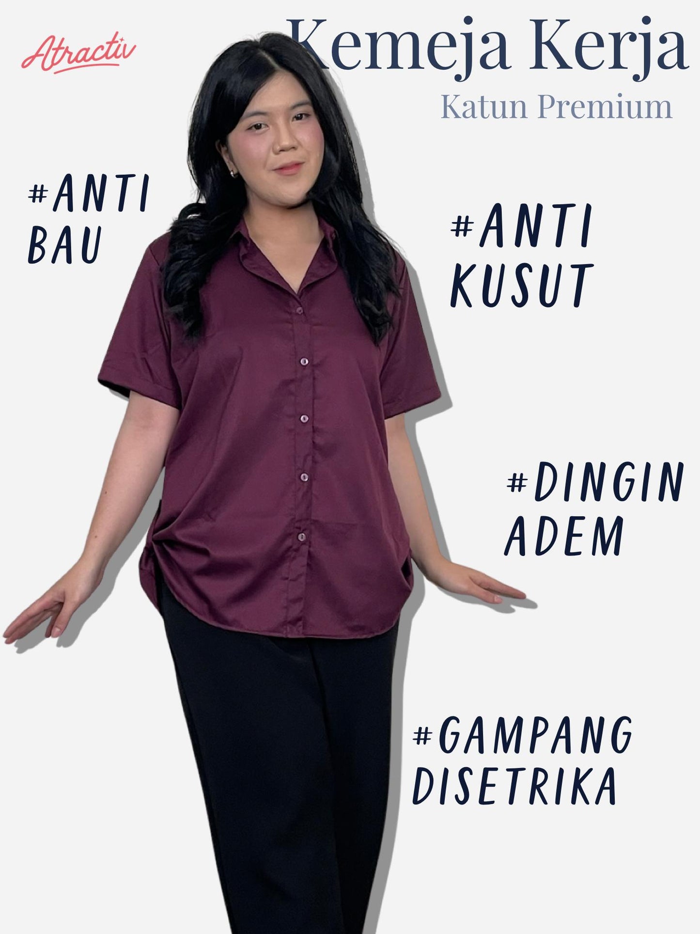 Kemeja Lengan Pendek Anti Lecek Atractiv