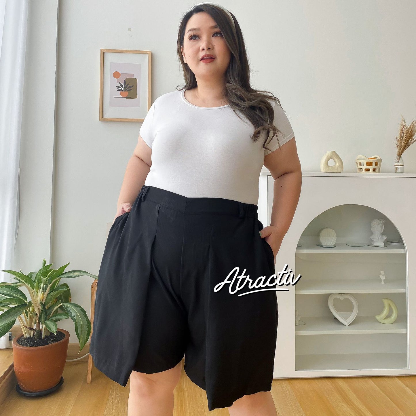 Celana Flare Pendek Hitam ATRACTIV - Atractiv Big Size Label