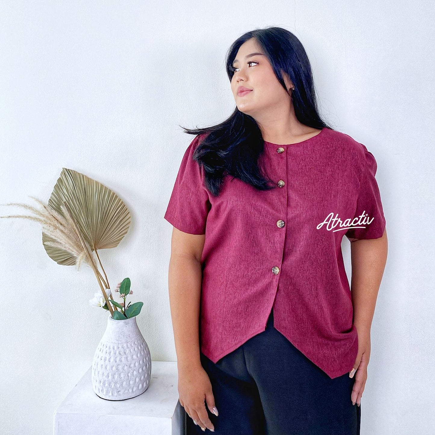 Blouse Maddy Maroon ATRACTIV - Atractiv Big Size Label