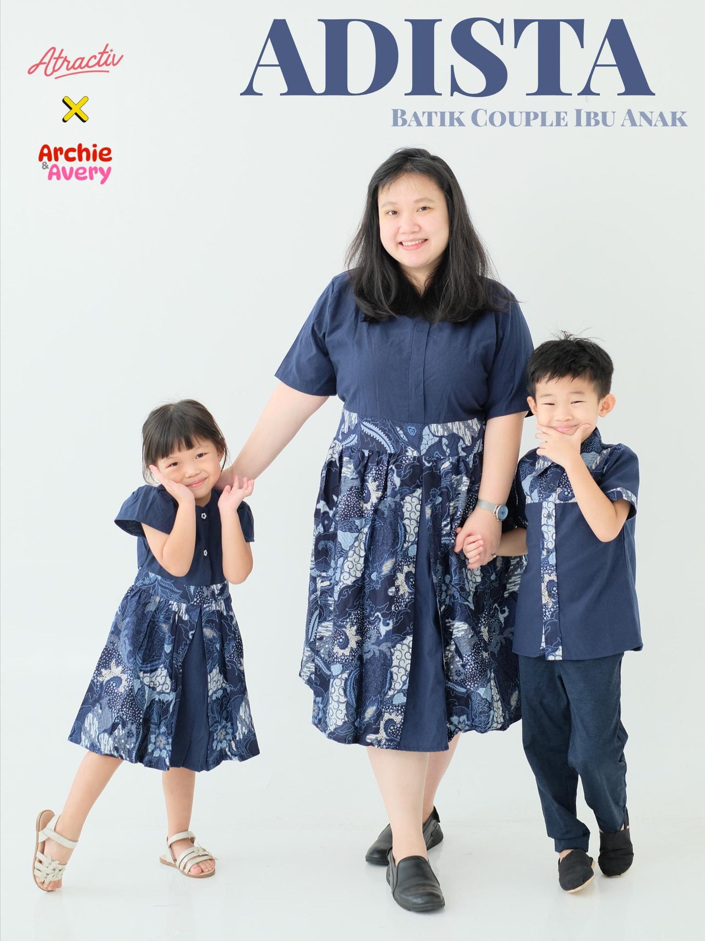 Batik Couple Mama Anak Navy ATRACTIV X ARCHIEAVERY - Atractiv Big Size Label