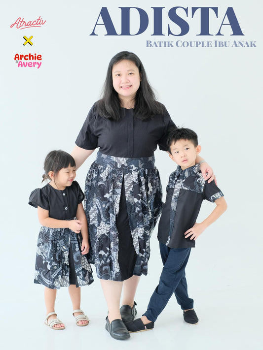 Batik Couple Mama Anak Hitam ATRACTIV X ARCHIEAVERY - Atractiv Big Size Label