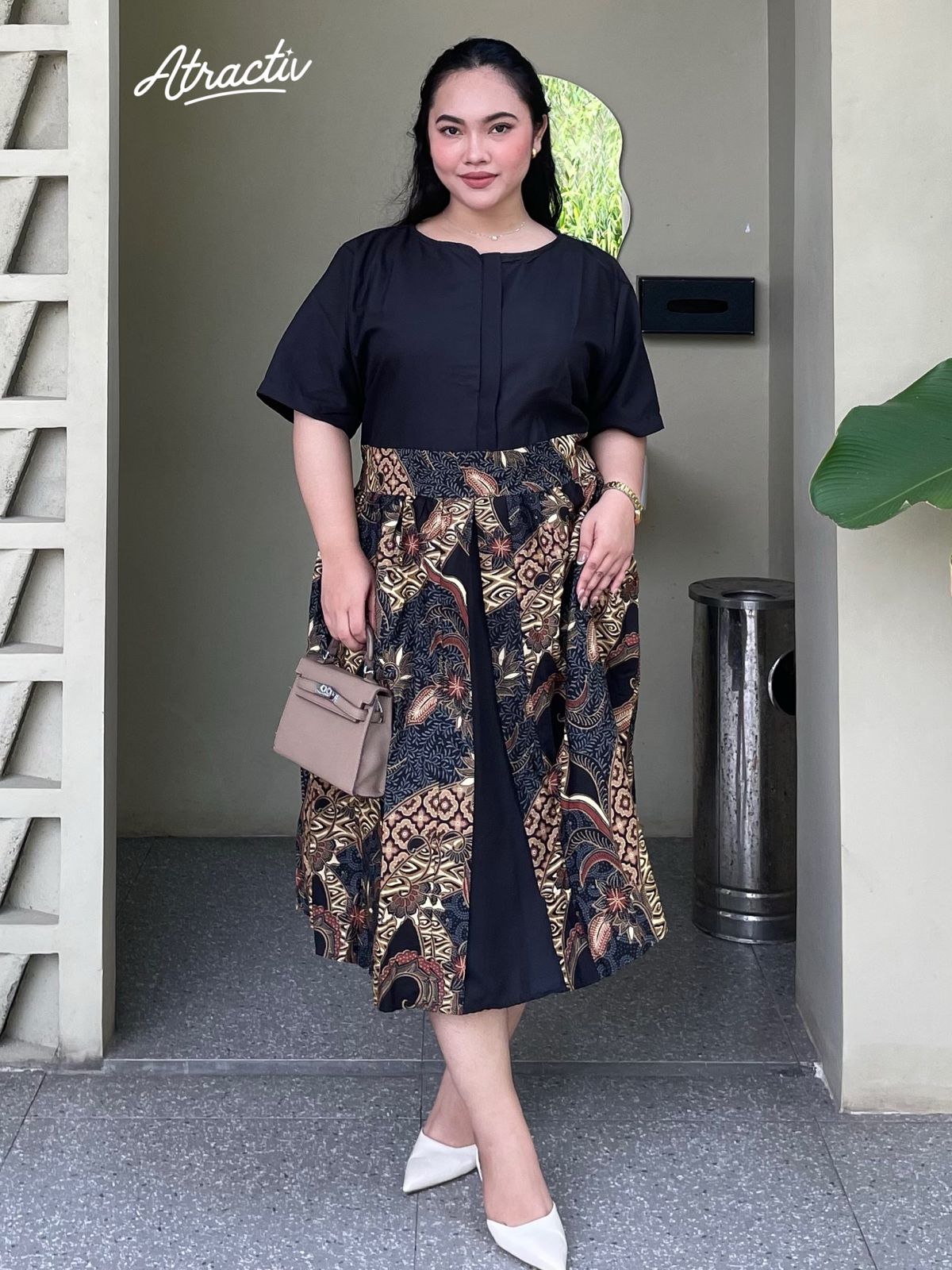 Dress Batik- Midi Adista Nero ATRACTIV - Atractiv Big Size Label