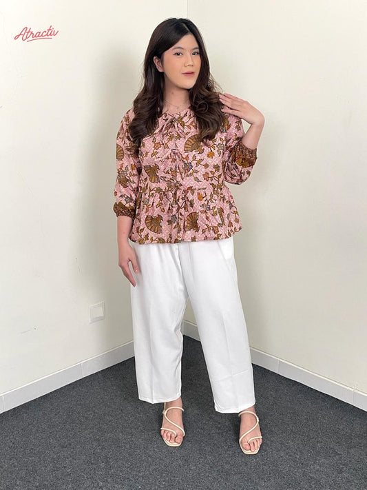 Blouse Batik Lengan Panjang Adella Pink ATRACTIV - Atractiv Big Size Label