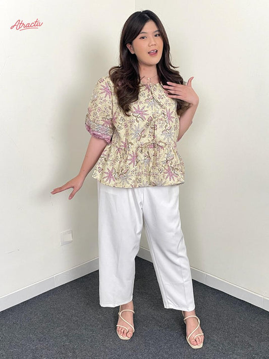 Blouse Batik Lengan Pendek Adinda Cream ATRACTIV - Atractiv Big Size Label