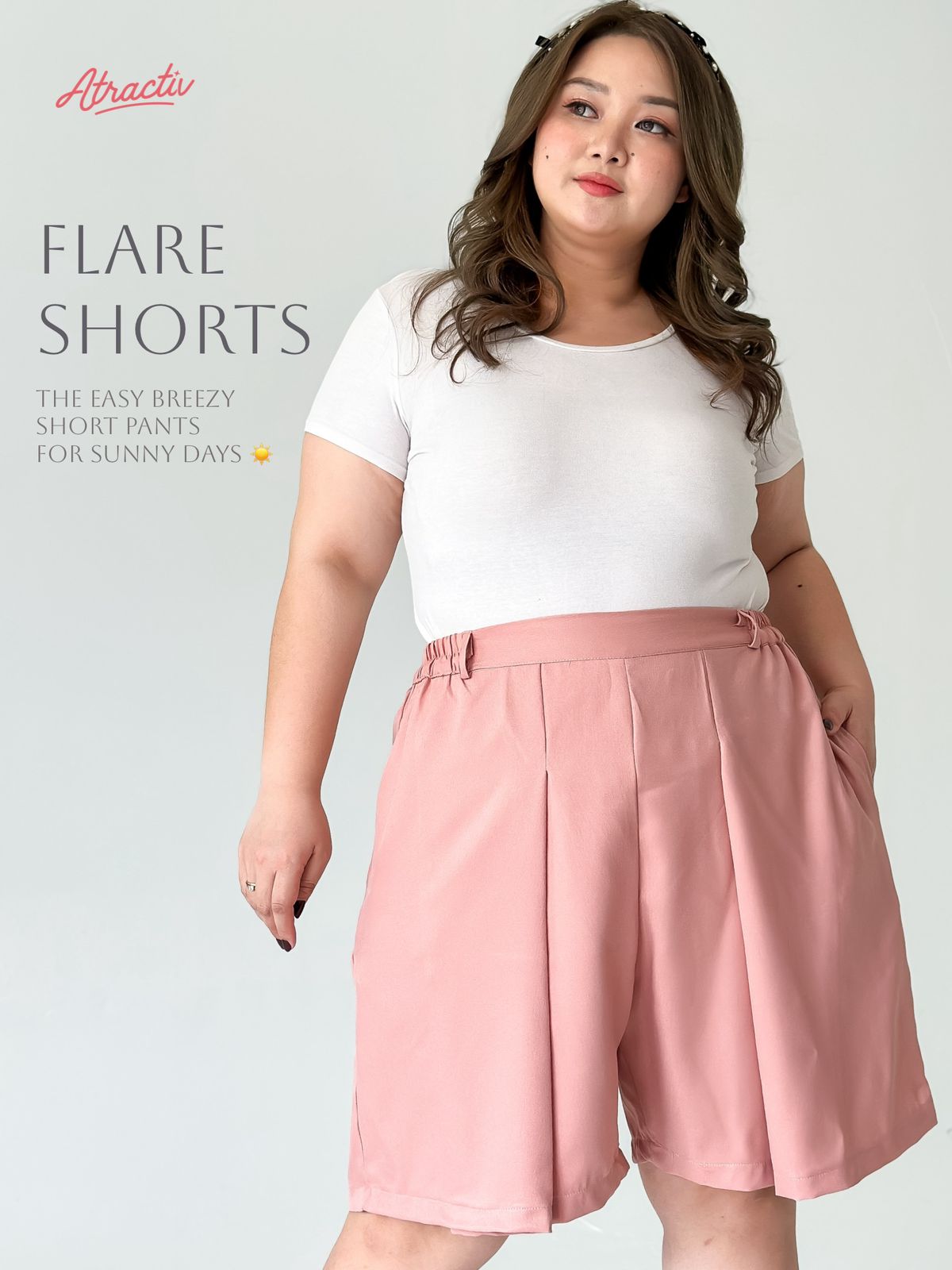 Celana Flare Pendek Pink ATRACTIV - Atractiv Big Size Label