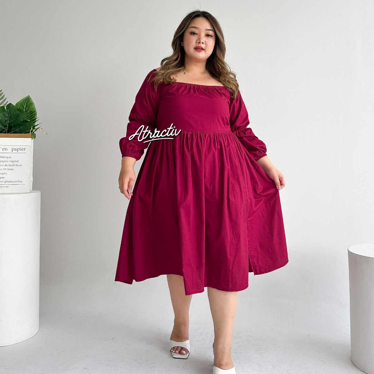 Dress Midi Greek Maroon ATRACTIV