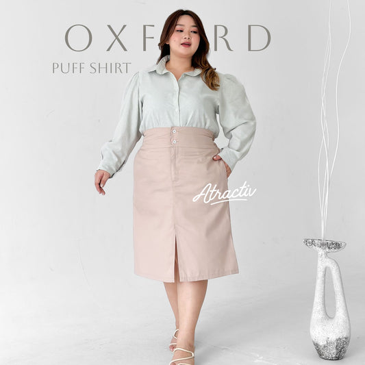 Kemeja Lengan Puff Oxford Olive ATRACTIV