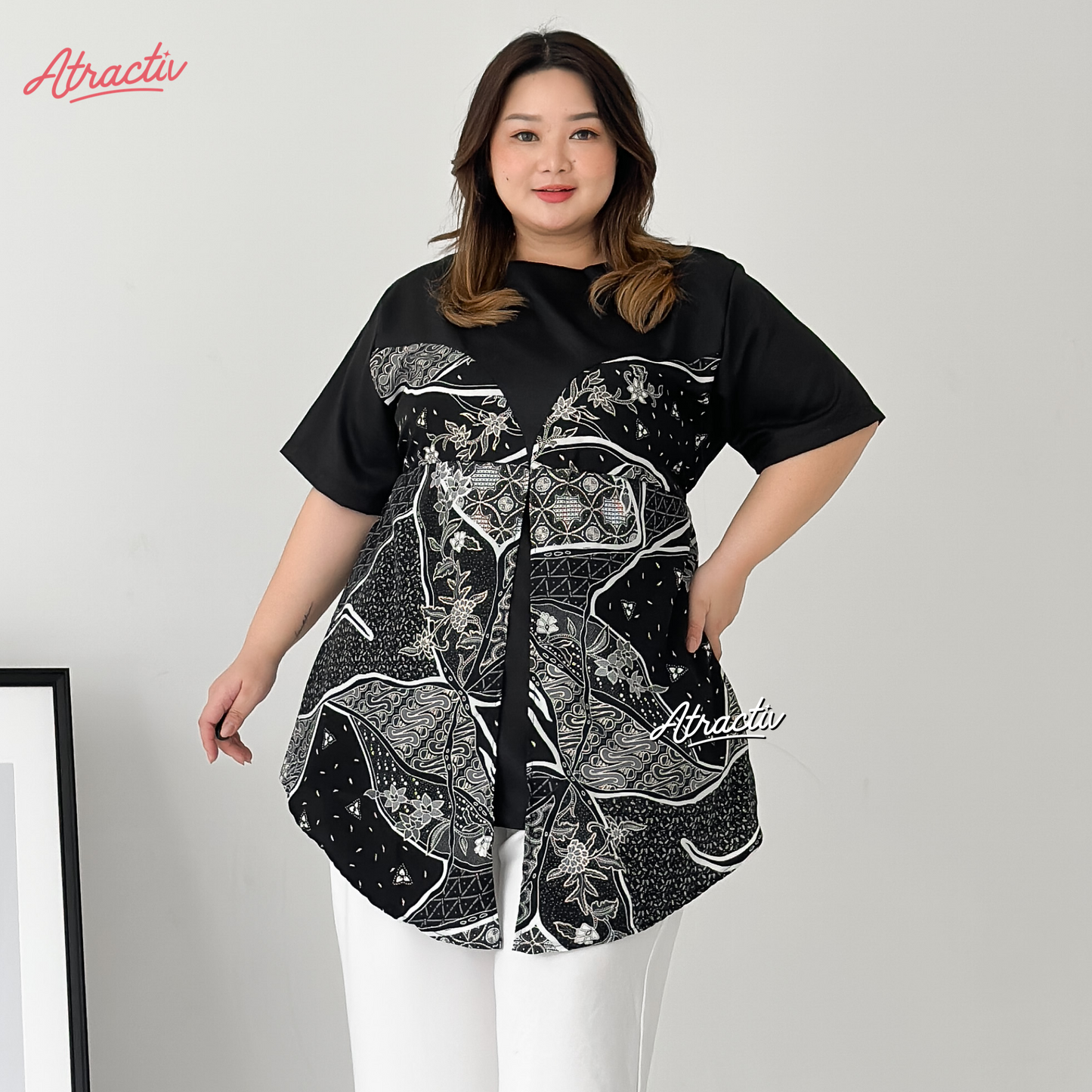 Batik Lengan Pendek Kaluna Hitam Atractiv