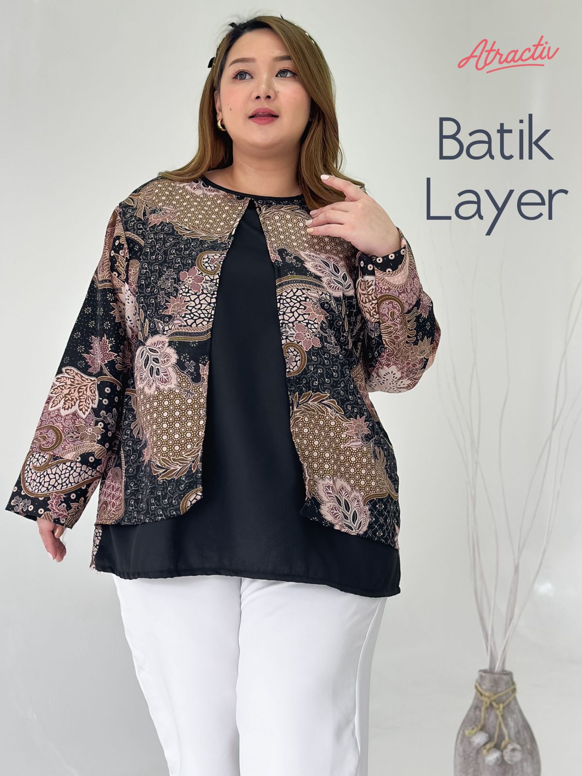 Batik Layer Lengan Panjang Purple ATRACTIV