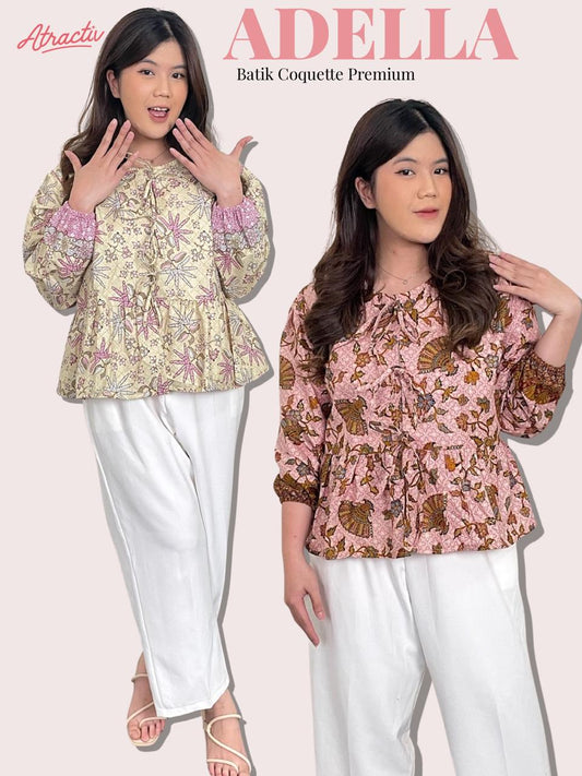 Blouse Batik Lengan Panjang Adella Cream ATRACTIV