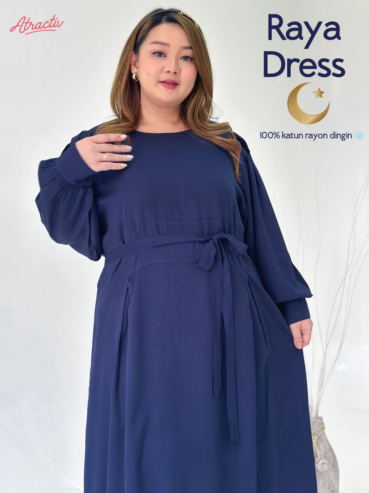 Gamis Raya Deep Navy Atractiv