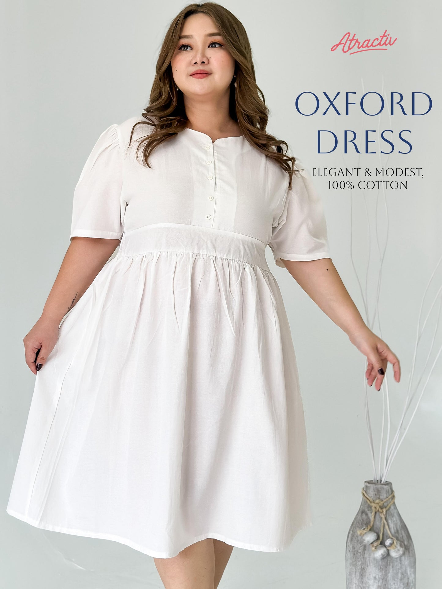 Dress Midi Oxford White ATRACTIV